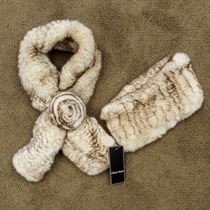 Rex Rabbit Fur Scarf and Headband Set